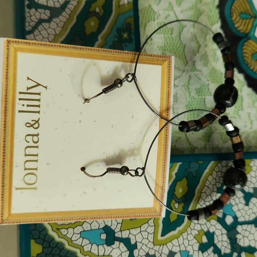 Braded Hoop Beaded  Earings